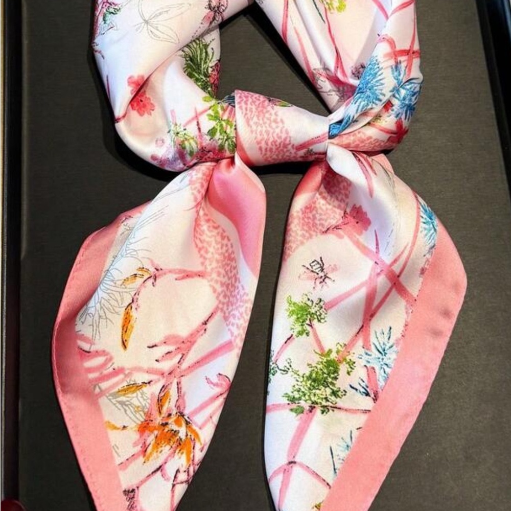 Pink and White Floral Scarf Wrap Accessory